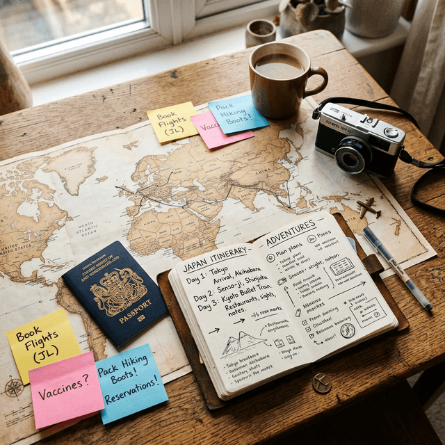 Creating a detailed travel itinerary for a week-long trip