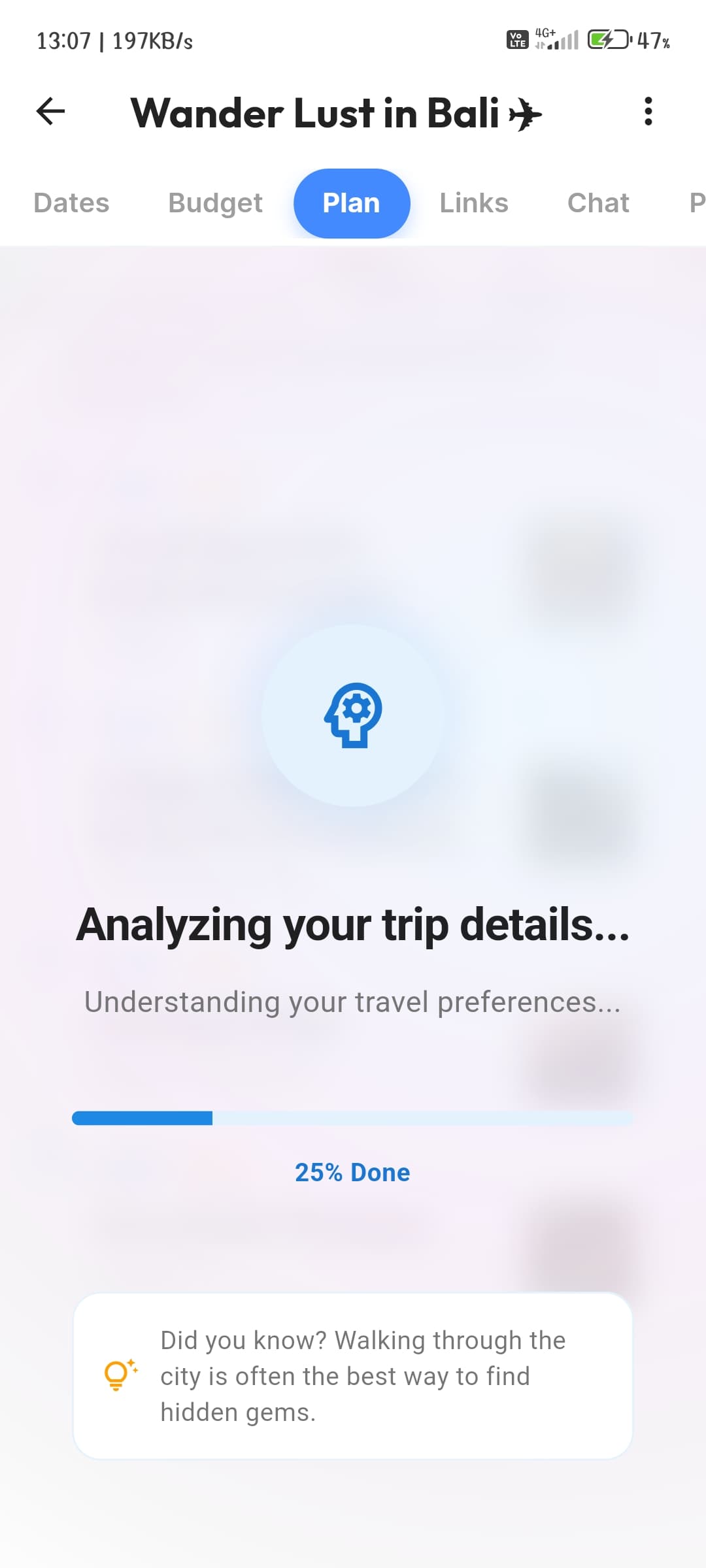 WanderWith AI trip planner generating itinerary